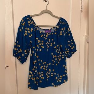 Laha’ole ‘Ilima Collection Off The Shoulder Top Blouse Blue And Yellow